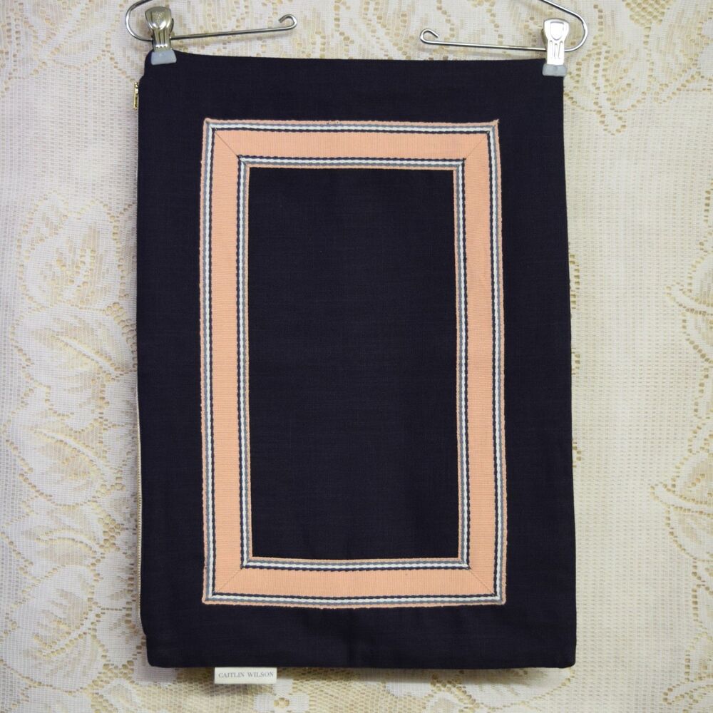 Caitlin Wilson Cotton Pillowcase Sham Pillow Case Blue w/ Pink Border Metal Zip